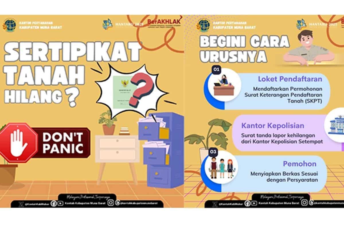 BPN Muna Barat imbau masyarakat jangan  panik jika sertifikat tanah hilang